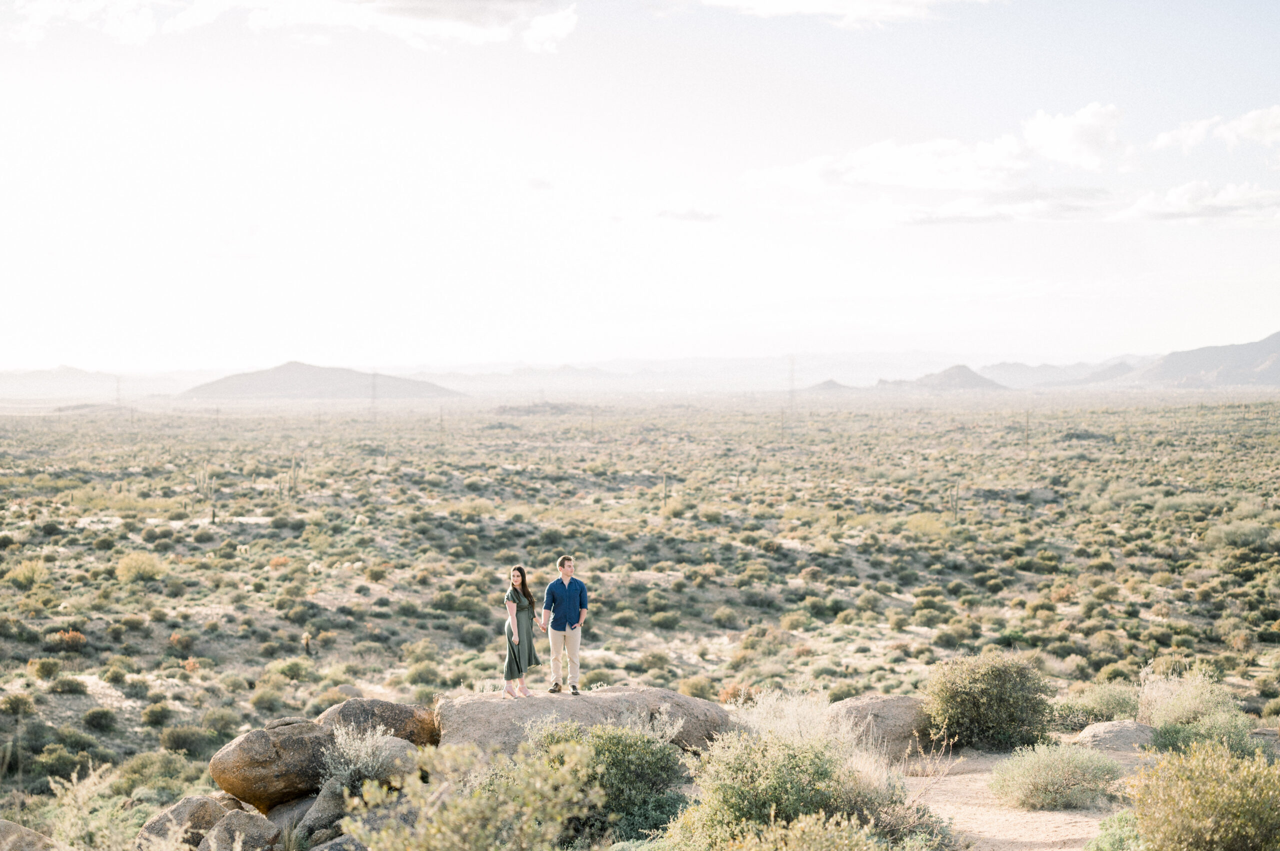 Shannon and Austins engagement session started with their pups for their Scottsdale Desert Engagement Session. We even got to pop champagne to celebrate!