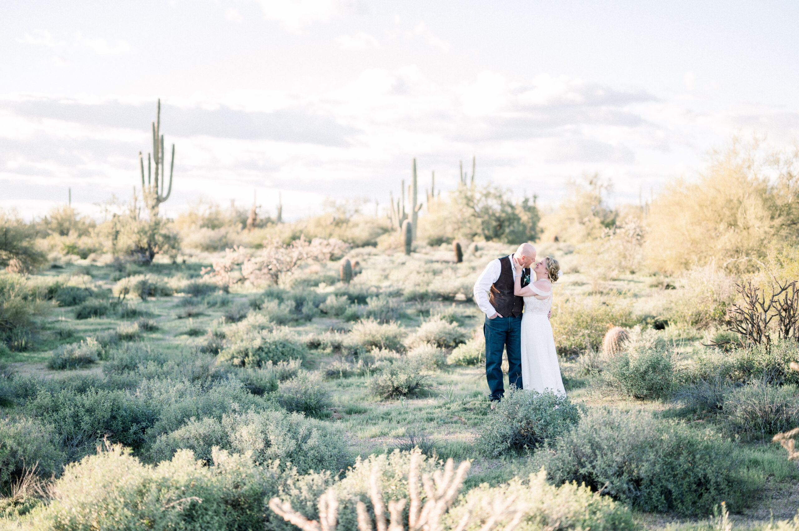 This desert western Scottsdale wedding at the Desert Foothills Events was a cloudy but beautiful day for Jesse and Melissa in February!