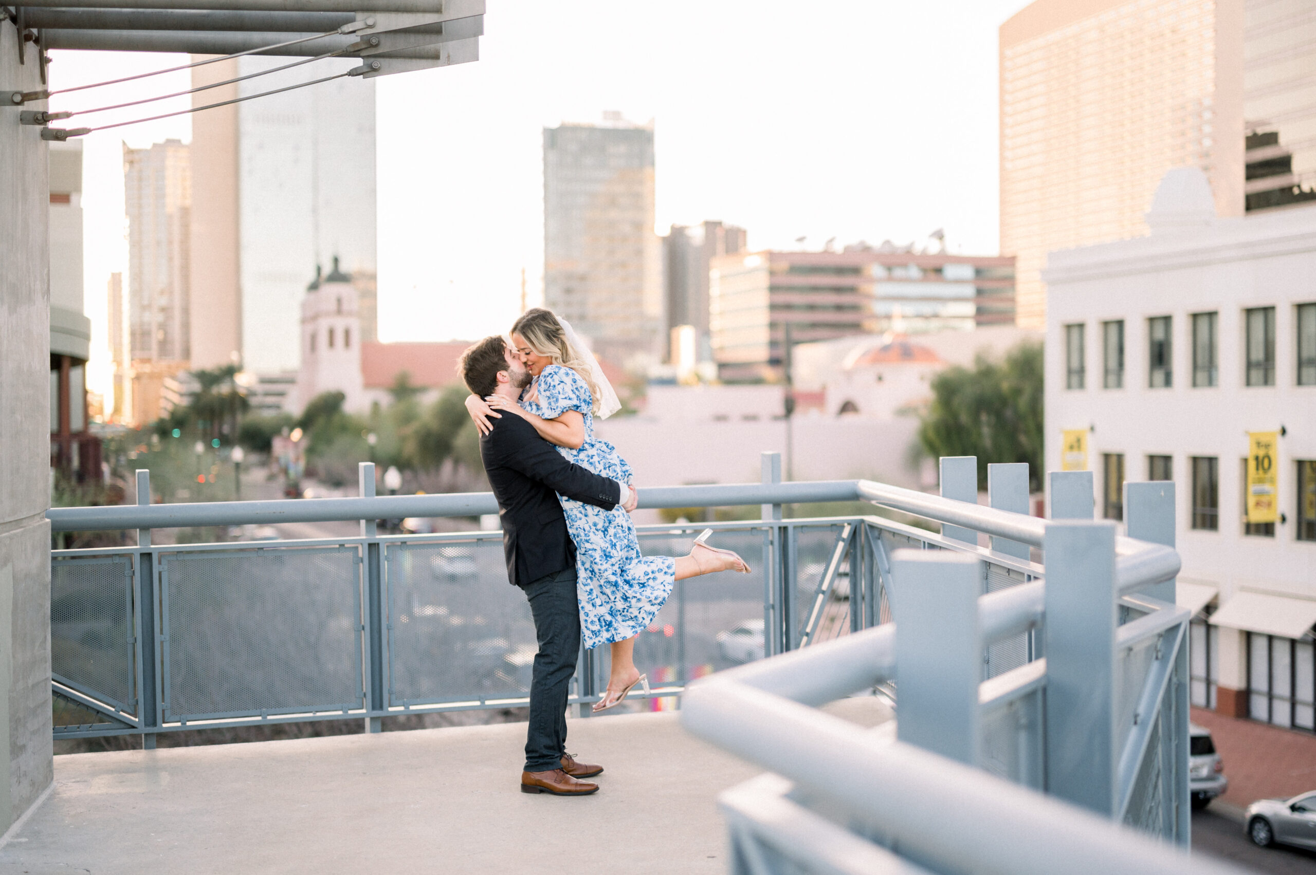 Emily and James' downtown Phoenix engagement session with their sweet Corgi was one for the books. Their outfits and everything about them were on point!